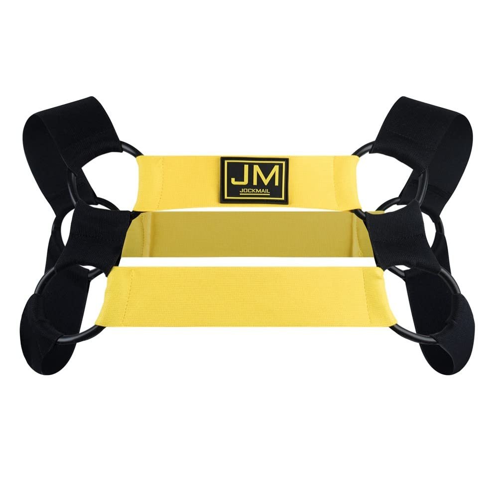 JOCKMAIL Mens Mesh Crop Top Body Chest Muscle Tops Harness Men Shoulder Bandage (Yellow2, L/XL)