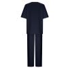 2 Piece Cotton Linen Outfits for Women Summer Dressy Business Work Suits Streetwear Button Down Tops and Pants Suit view 2