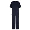 2 Piece Cotton Linen Outfits for Women Summer Dressy Business Work Suits Streetwear Button Down Tops and Pants Suit view 3