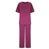 2 Piece Cotton Linen Outfits for Women Summer Dressy Business Work Suits Streetwear Button Down Tops and Pants Suit view 3