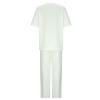 2 Piece Cotton Linen Outfits for Women Summer Dressy Business Work Suits Streetwear Button Down Tops and Pants Suit view 2