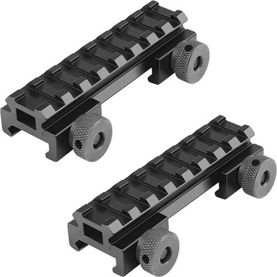 360 Tactical 1 inch High Profile Short Riser Mount Matte Black Picatinny 8 Slot for Scopes and Optics (1/2 Low Profile Riser Mount (2 Pcs))