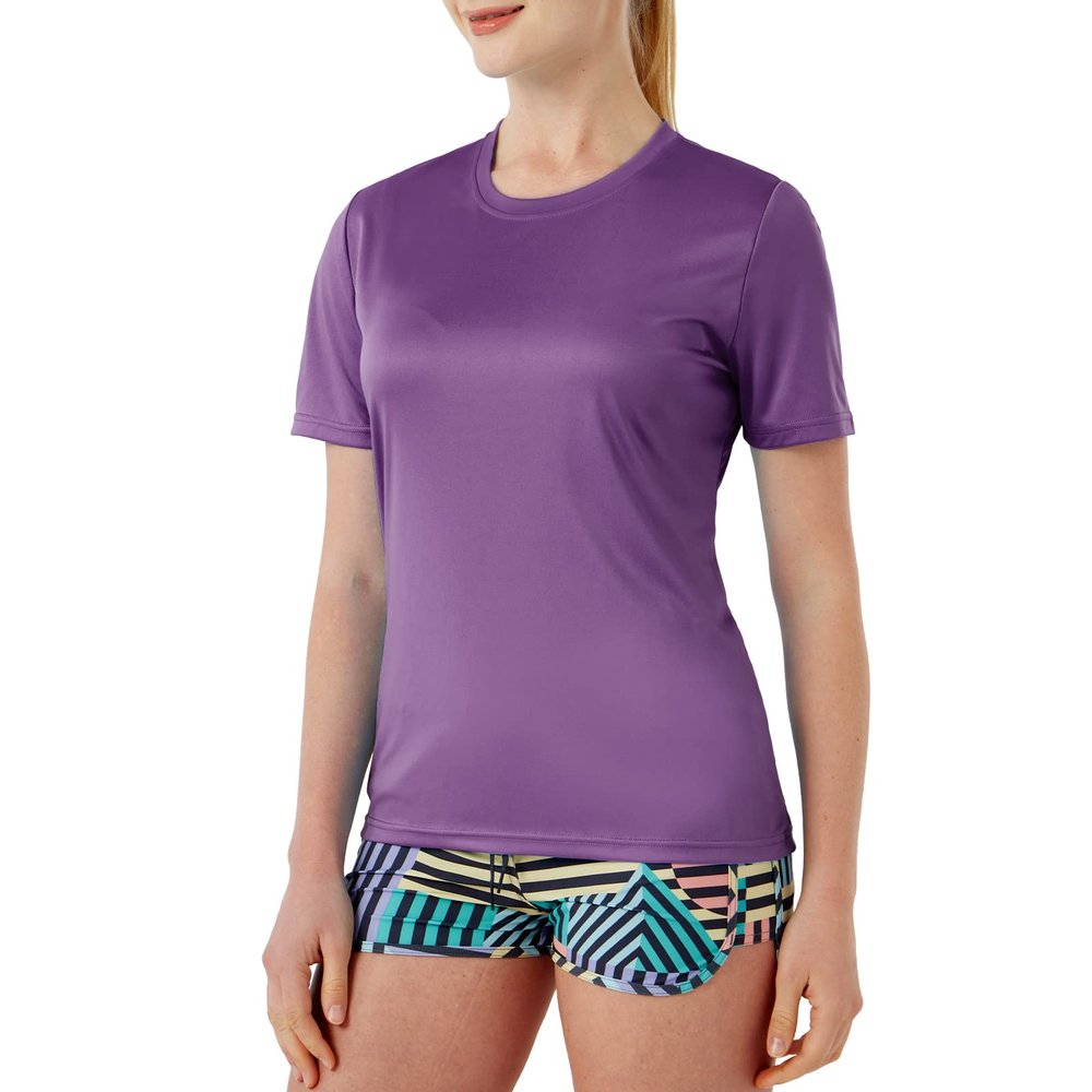 SG Edge Women Essential Short Sleeve Rash Guard Swim Shirt,Berry Conserve,Size M