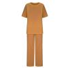 2 Piece Cotton Linen Outfits for Women Summer Dressy Business Work Suits Streetwear Button Down Tops and Pants Suit view 3