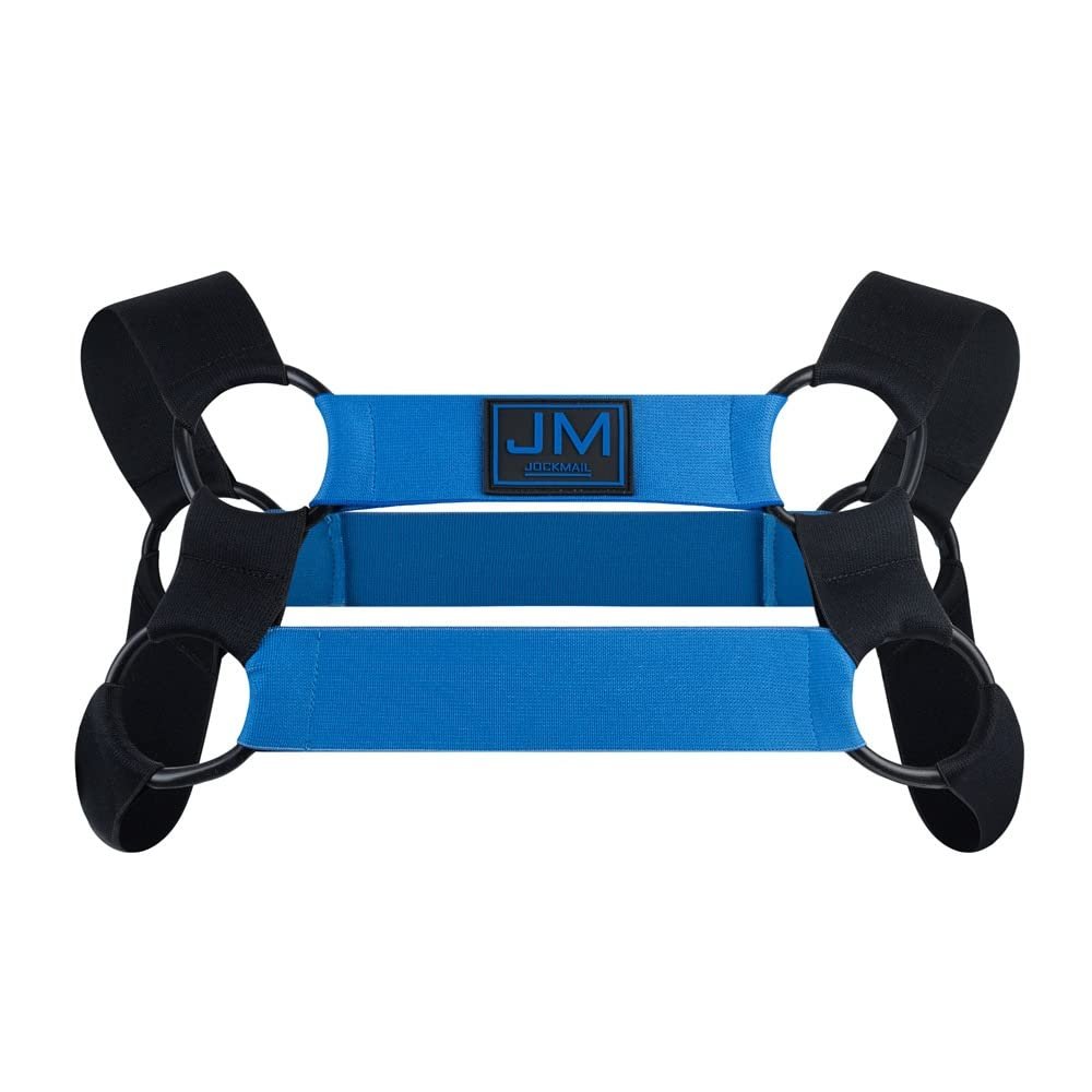 JOCKMAIL Mens Mesh Crop Top Body Chest Muscle Tops Harness Men Shoulder Bandage (Blue2, S/M)