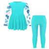 Eandarui Kids Girls Rash Guard Swimsuit Long Sleeve Swim Dress with Pants Full Body Cover Sun Protection Beachwear Lakegreen 16 Years view 1