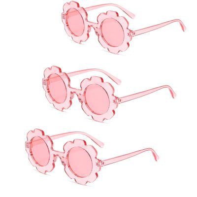 JieJieko Kids Round Flower Sunglasses Girl flower Shaped Sunglasses Cute Kids Eyewear for Pool Beach Outdoor Age 2-10 Years