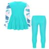 Eandarui Kids Girls Rash Guard Swimsuit Long Sleeve Swim Dress with Pants Full Body Cover Sun Protection Beachwear Lakegreen 8 Years view 2