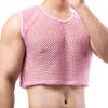 Mens Fishnet Crop Top Shirt Mesh Vest See Through Sleeveless Undershirts Nightwear Tank Shirt view 2