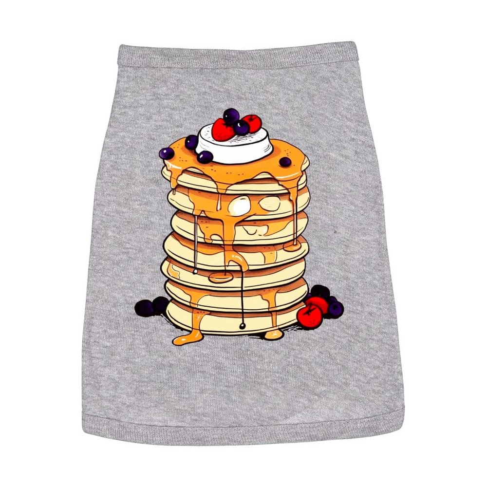 Pancake Dog Sleeveless Shirt - Illustration Dog Shirt - Cute Dog Clothing - Heather, M