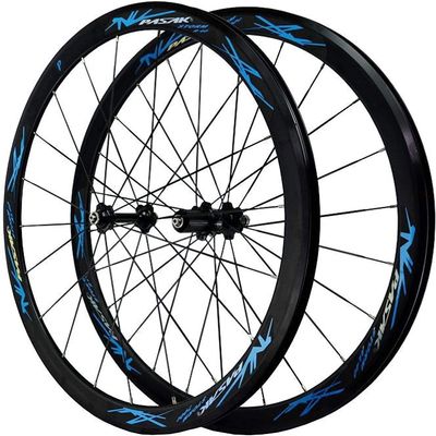 ZECHAO V Brake Road Bike Wheelset 700C,Double Wall Ultra-Light Aluminum Alloy 40mm Racing Cycling Wheels C Brake for 7/8/9/10/11 Speed Wheelset (Color : Blue, Size : 700C)