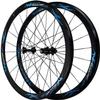 ZECHAO V Brake Road Bike Wheelset 700C,Double Wall Ultra-Light Aluminum Alloy 40mm Racing Cycling Wheels C Brake for 7/8/9/10/11 Speed Wheelset (Color : Blue, Size : 700C) view 1