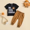 CHAUKAREAUL My First Halloween Outfit Baby Boy Pumpkin Sweatshirt Tops Long Pants Newborn Halloween Clothes view 2
