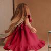 Bigeoosh Girls Ruffle Sleeve A-Line Swing Flared Floral Hem Boat Neck Loose Fit Summer Party Dress for 5-12 Years Kids view 3