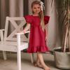 Bigeoosh Girls Ruffle Sleeve A-Line Swing Flared Floral Hem Boat Neck Loose Fit Summer Party Dress for 5-12 Years Kids view 4