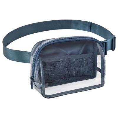 Clear Fanny Pack for Stadium Events Clear Belt Bag for Women Men for Concerts Sports Beach Hiking Cycling(Blue)