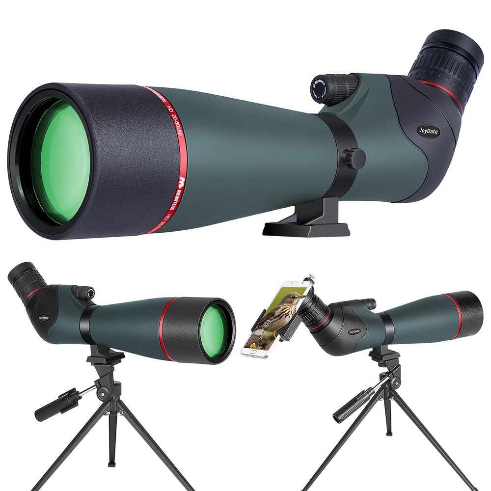 Joydate 20-60x80 Spotting Scopes for Bird Watching, BAK4 Waterproof Spotting Scope for Wildlife Viewing Hiking Camping, HD Spotter Scope with Tripod Smartphone Holder and Carrying Bag