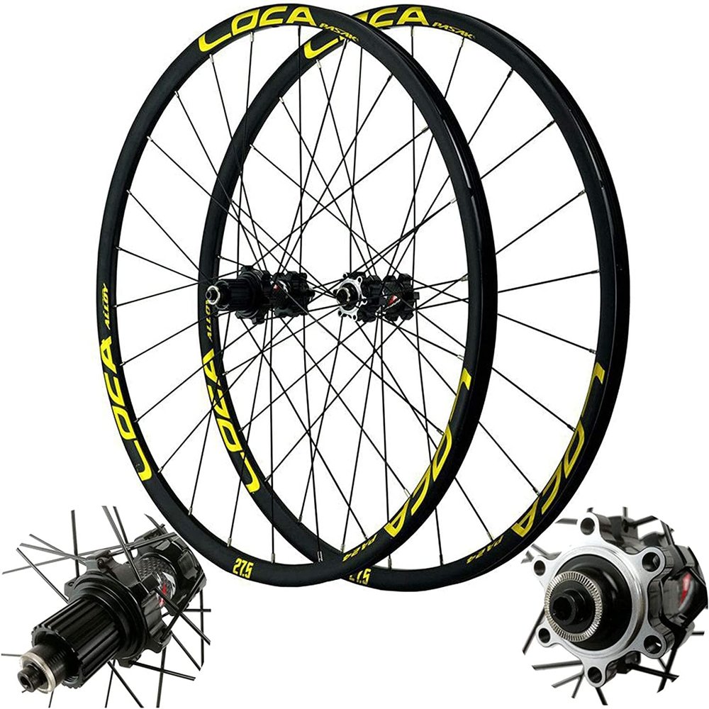 ZECHAO 26 Inch Mountain Bike Rim 27.5/29ER Inch,700C Double Wall Bike Quick Release 24 Hole Disc Brake 11 Speed Cycling Wheels Wheelset (Color : Yellow, Size : 29inch)