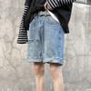 Men's Summer Loose Classic Denim Shorts Ripped Washed Jean Shorts Casual Straight Short Pants with Pockets (Dark Blue,Small) view 3
