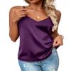 Zeagoo Camisole Tops for Women 2026 V Neck Adjustable Spaghetti Strap Satin Tank Tops Purple view 1