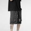 Maiyifu-GJ Men's Washed Straight Denim Shorts Stretchy Cotton Short Pants with Pockets Ripped Mid Waist Jean Shorts (Black,Small) view 2