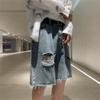 Men's Casual Retro Straight Denim Shorts Streetwear Ripped Jean Shorts Classic Summer Short Pants with Pockets (Blue,XX-Large) view 3