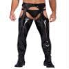 YiZYiF Mens PVC Leather Skinny Suspender Tights Chaps Pants Latex Bottomless Leggings Clubwear Black Large view 1