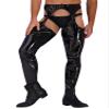 YiZYiF Mens PVC Leather Skinny Suspender Tights Chaps Pants Latex Bottomless Leggings Clubwear Black Large view 4