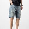 Men's Loose Straight Jean Shorts Casual Classic Washed Denim Shorts Retro Cotton Short Pants with Pockets (Light Blue6,36) view 3
