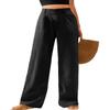 Feiersi Womens Casual Wide Leg Pants High Waisted Button Down Straight Long Trousers Palazzo Pants(Black,Medium) view 1