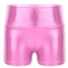 Alvivi Kids Girls Shiny Metallic Dance Shorts Ballet Dance Gymnastics High Waist Fitness Booty Shorts Pink 10 Years view 1