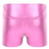 Alvivi Kids Girls Shiny Metallic Dance Shorts Ballet Dance Gymnastics High Waist Fitness Booty Shorts Pink 10 Years view 2