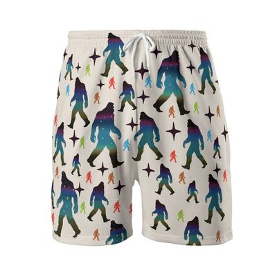 Galaxy Bigfoot Men's Quick Dry - Sasquatch Hawaiian Shorts for Men - Beach Shorts Swim Trunks Set 14 (TND-LN-14) Size XL