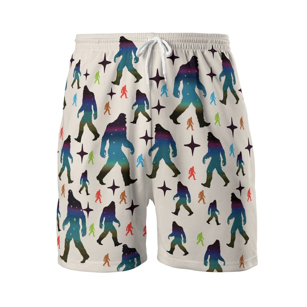 Galaxy Bigfoot Men's Quick Dry - Sasquatch Hawaiian Shorts for Men - Beach Shorts Swim Trunks Set 14 (TND-LN-14) Size XL