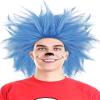 ANOGOL Hair Cap+ Blue Crazy Wig, Unique Spiky and Funny Wigs, Funky Fuzzy Wigs, Pelucas Para Payasos, Short Blue Wig for Anime Cosplay Halloween Costume Party Christmas Outfit view 1
