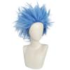 ANOGOL Hair Cap+ Blue Crazy Wig, Unique Spiky and Funny Wigs, Funky Fuzzy Wigs, Pelucas Para Payasos, Short Blue Wig for Anime Cosplay Halloween Costume Party Christmas Outfit view 4