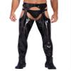 Eandarui Men's Faux Leather Pants Hollow Out Skinny Leggings Punk 80's Rock Tight Biker Pants Trousers Black Large view 1
