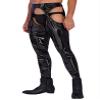 Eandarui Men's Faux Leather Pants Hollow Out Skinny Leggings Punk 80's Rock Tight Biker Pants Trousers Black Large view 3