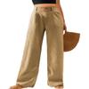 Feiersi Womens Casual Wide Leg Pants High Waisted Button Down Straight Long Trousers Palazzo Pants(Khaki,Large) view 1