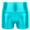 Alvivi Kids Girls Shiny Metallic Dance Shorts Ballet Dance Gymnastics High Waist Fitness Booty Shorts Blue Green 10 Years view 1