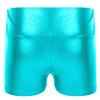 Alvivi Kids Girls Shiny Metallic Dance Shorts Ballet Dance Gymnastics High Waist Fitness Booty Shorts Blue Green 10 Years view 2