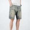 Men's Loose Straight Jean Shorts Casual Classic Washed Denim Shorts Retro Cotton Short Pants with Pockets (Blue1,28) view 2
