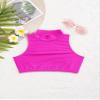 Alvivi Kids Girls Dance Tops Mock Turtle-Neck Crop Top Solid Color Shirts Sports Dance Athletic Vest Hot Pink 16 Years view 3