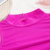 Alvivi Kids Girls Dance Tops Mock Turtle-Neck Crop Top Solid Color Shirts Sports Dance Athletic Vest Hot Pink 16 Years view 4
