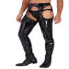 Sxiwei Men's Faux Leather Shiny Pants Hollow Out Leggings 80s Punk Rock Tight Biker Skinny Pants Black Large view 4