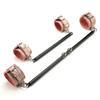 Sovyime 2pcs Silver Portable Restore Spreader Bar with 4pcs Fur Pink Adjustable Straps, Exercise Guide Pilates Sports Aid Training Fitness Gear, Home Yoga Gym Kit (2pcs Black+Pink Kit) view 1