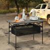 Magshion 37" Folding Camping Table with Large Storage Basket & with Carry Bag, Aluminum Picnic Table for Indoor Outdoor Camping Backyard BBQ Use, Black view 2