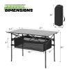 Magshion 37" Folding Camping Table with Large Storage Basket & with Carry Bag, Aluminum Picnic Table for Indoor Outdoor Camping Backyard BBQ Use, Black view 3