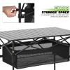 Magshion 37" Folding Camping Table with Large Storage Basket & with Carry Bag, Aluminum Picnic Table for Indoor Outdoor Camping Backyard BBQ Use, Black view 4