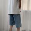 Maiyifu-GJ Men's Straight Washed Denim Shorts Blue Cotton Loose Short Pants With Pockets Ripped Casual Jean Shorts (Blue,Medium) view 2